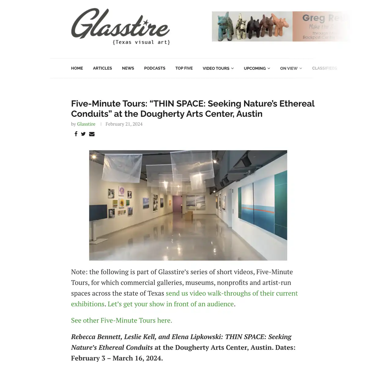 Glasstire 5-minute tour of Thin Spaces exhibit